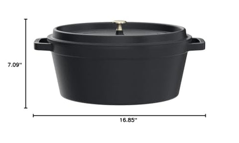 STAUB Olla ovalada de hierro colado, durable y capaz de distribuir calor.