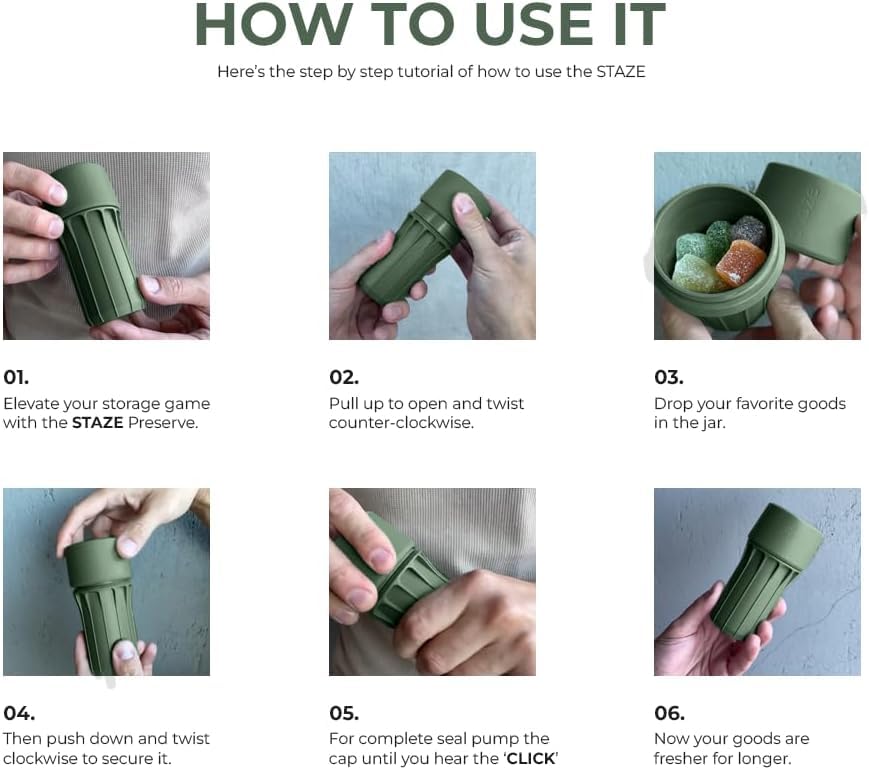 Tarro Staze Preserve, material duradero para almacenamiento confiable.