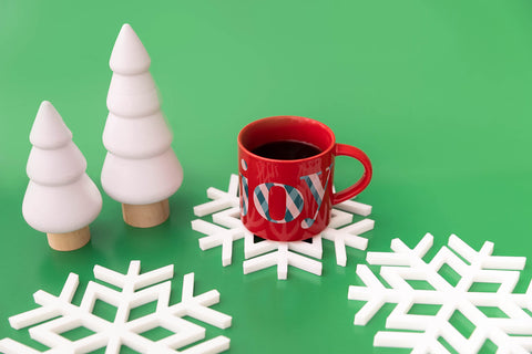 Steel Mill and Co. posavasos silicona copos de nieve diseño para encimeras festivas