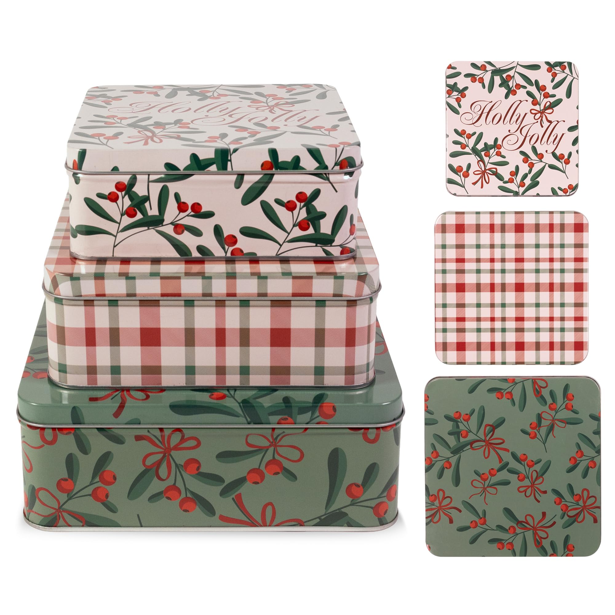 Steel Mill & Co: latas navideñas con tapas para galletas frescas.