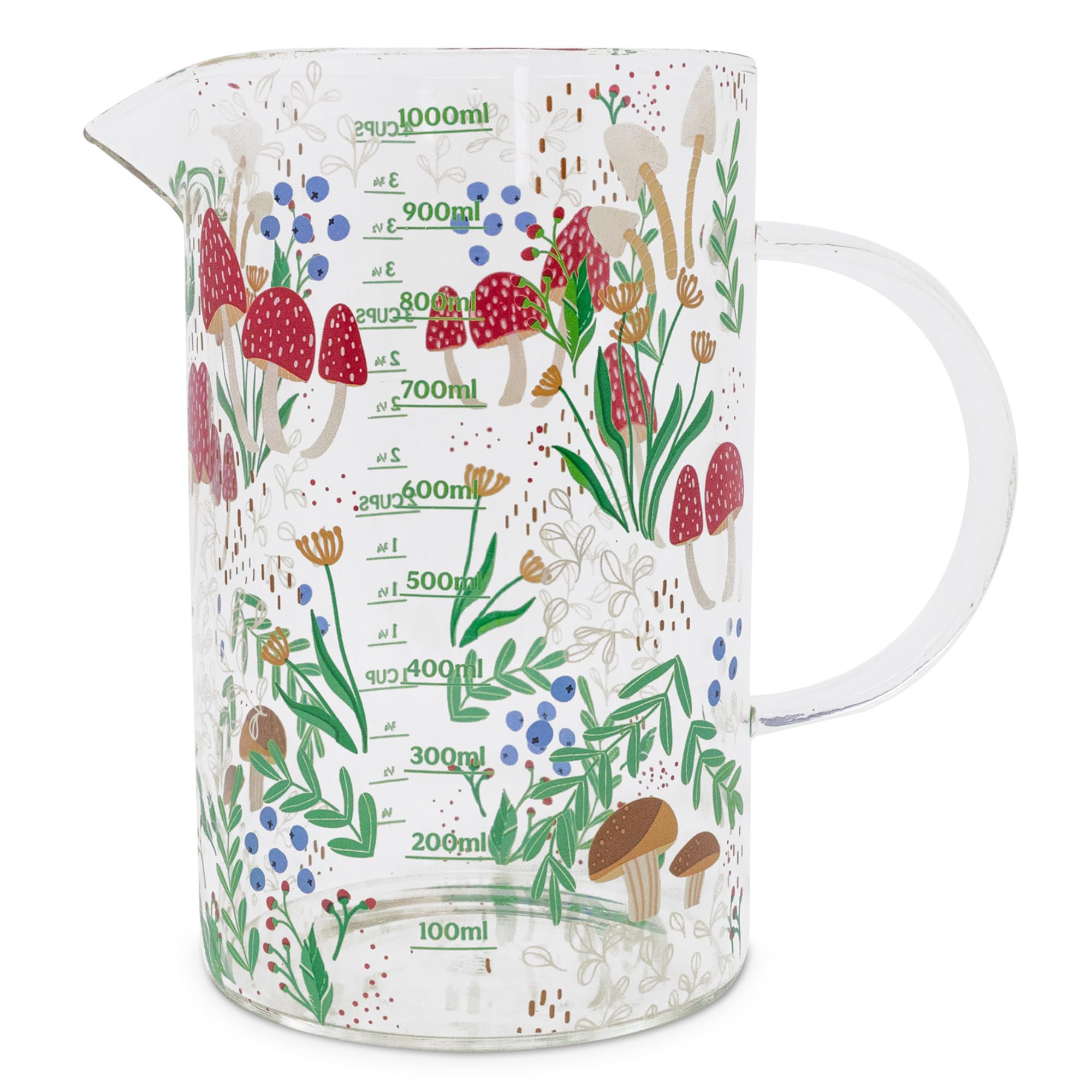 Steel Mill & Co. vaso de medición hongo en cristal, diseño decorativo y práctico
