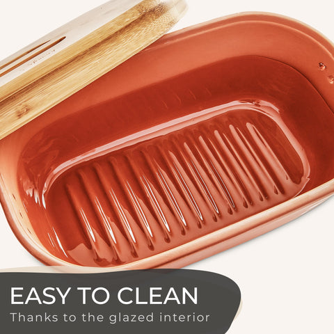 Steinzeit caja pan terracota, diseño natural y libre de plásticos tóxicos.