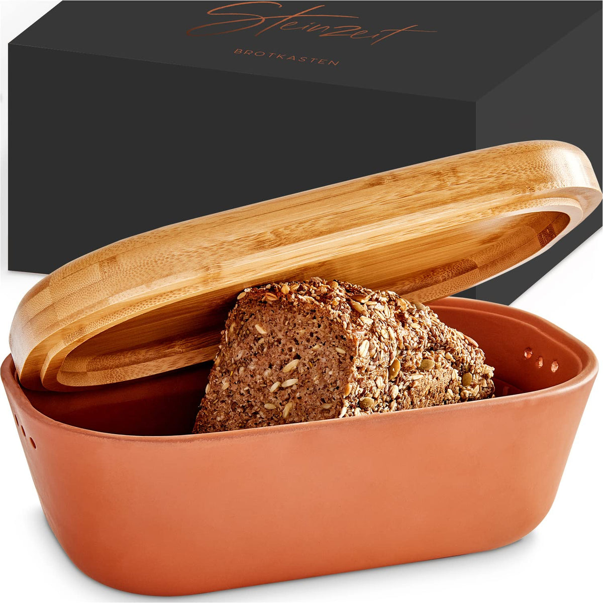 Steinzeit caja para pan, frente respirante que ayuda a conservar la frescura.