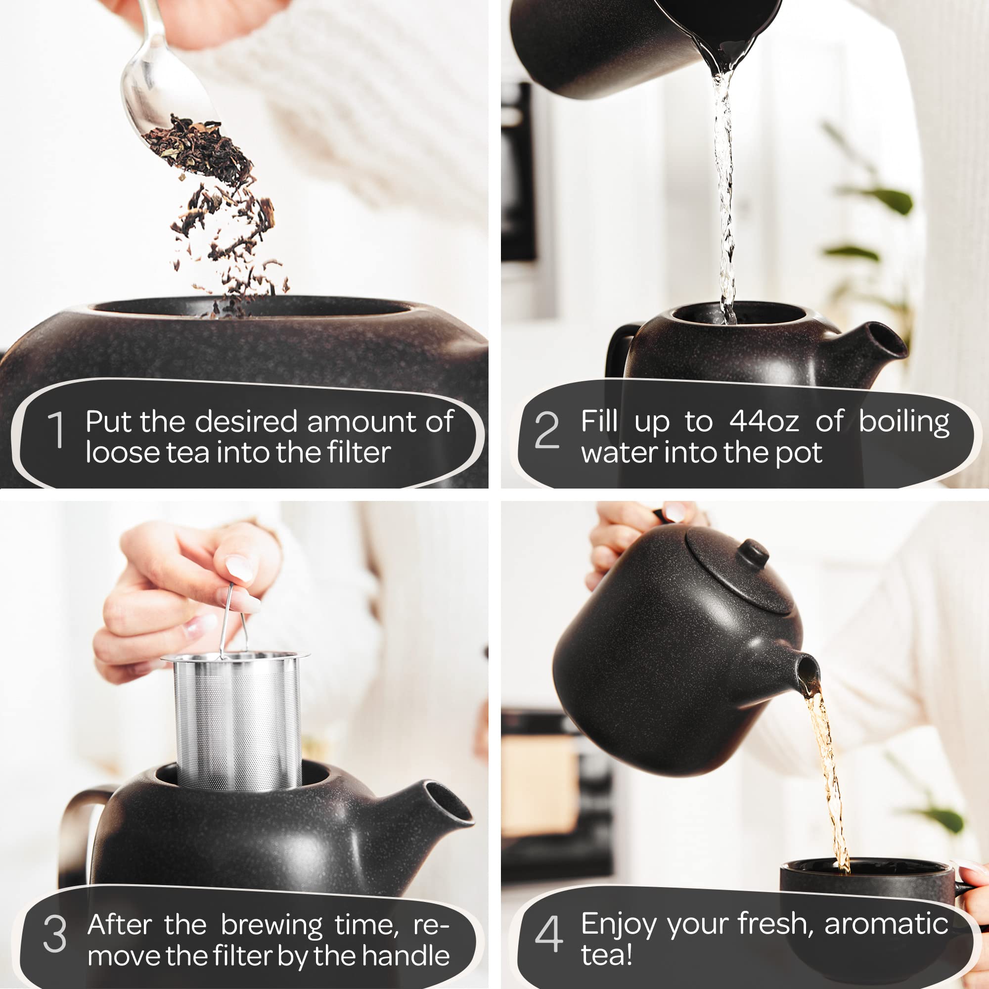 Steinzeit Tetera ideal para ritual de té en casa con diseño sobrio