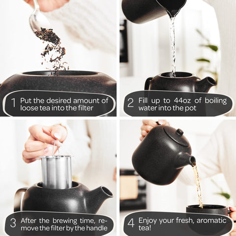 Steinzeit Tetera ideal para ritual de té en casa con diseño sobrio