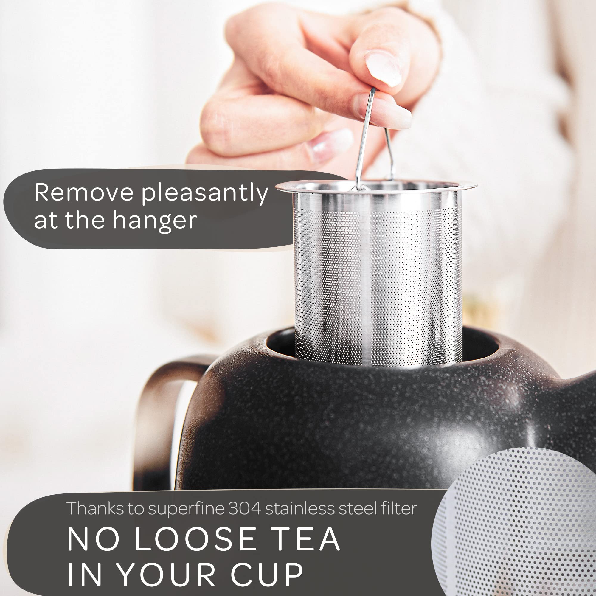 Steinzeit Tetera vertido suave para servir té caliente sin goteos