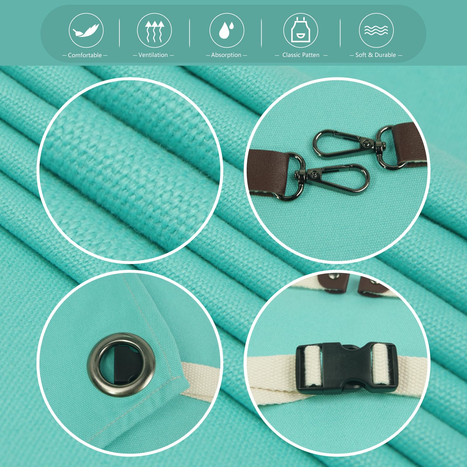 Delantal Stenffy con hebilla ajustable para tallas variadas.