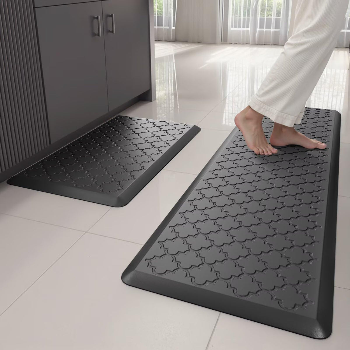 Stepaura alfombra anti-fatiga para cocina con acolchado cómodo y base antideslizante.