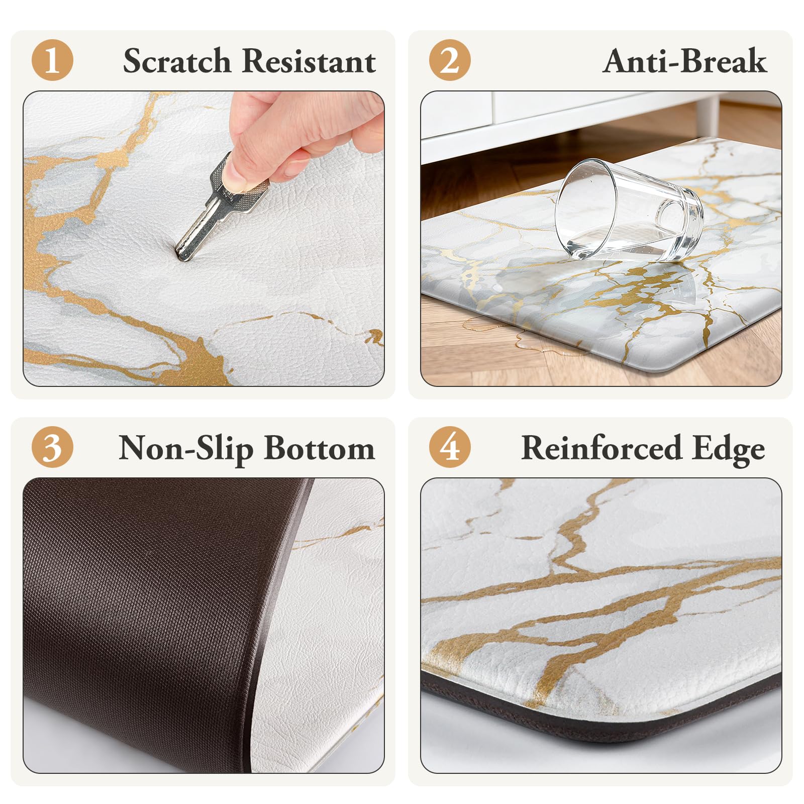 StepLively conjunto de dos felpudos para cocina, protección de piso en zonas clave