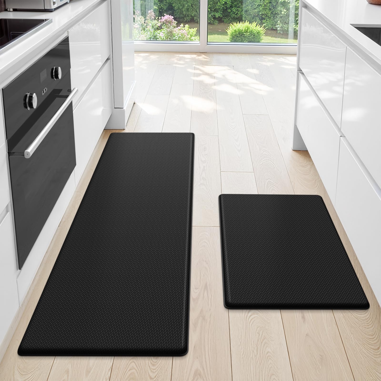 Tapetes StepLively de cocina, dos piezas, comodidad al pie y estilo moderno.