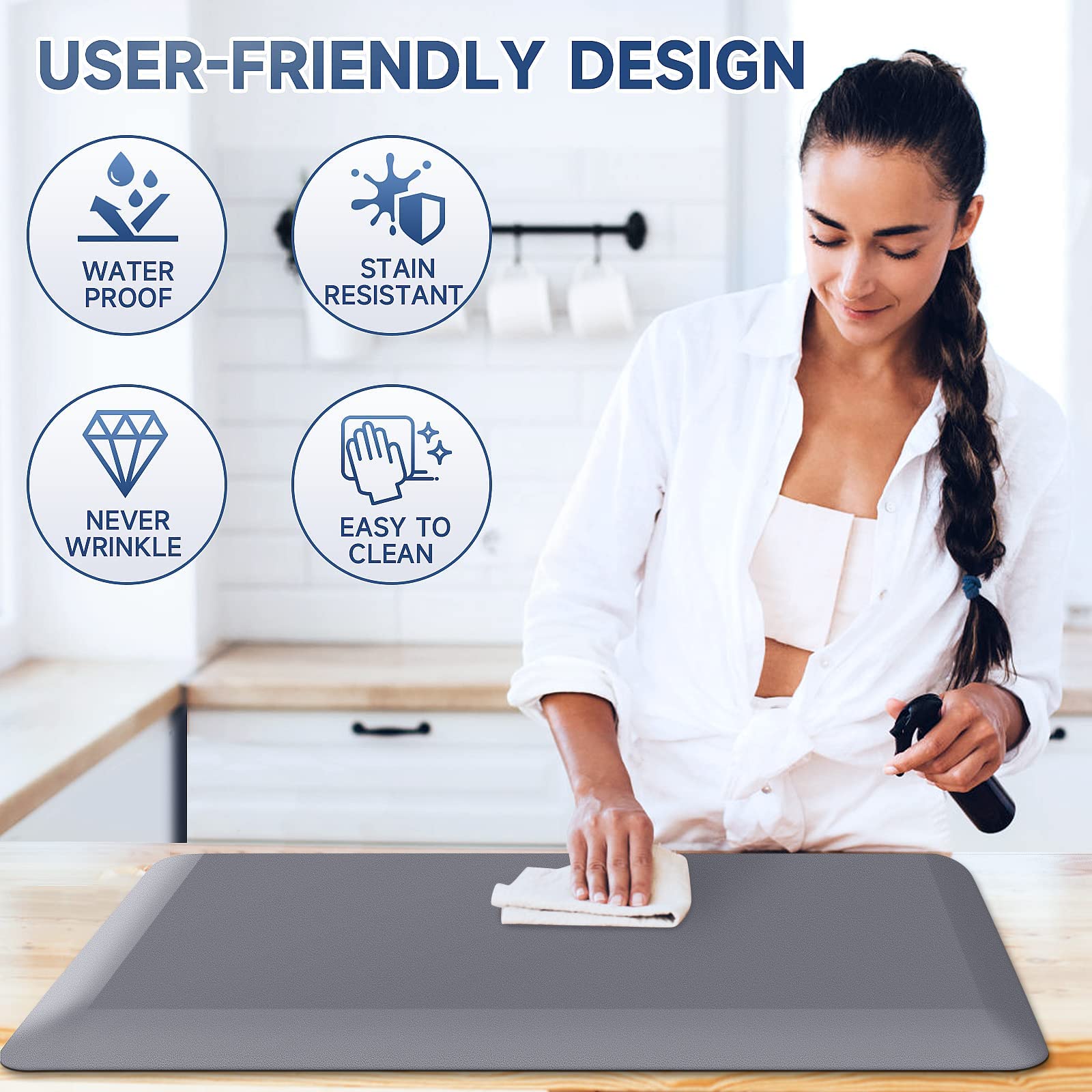 StepRite: tamaño 17x28 pulgadas ideal para cocinas y escritorios.