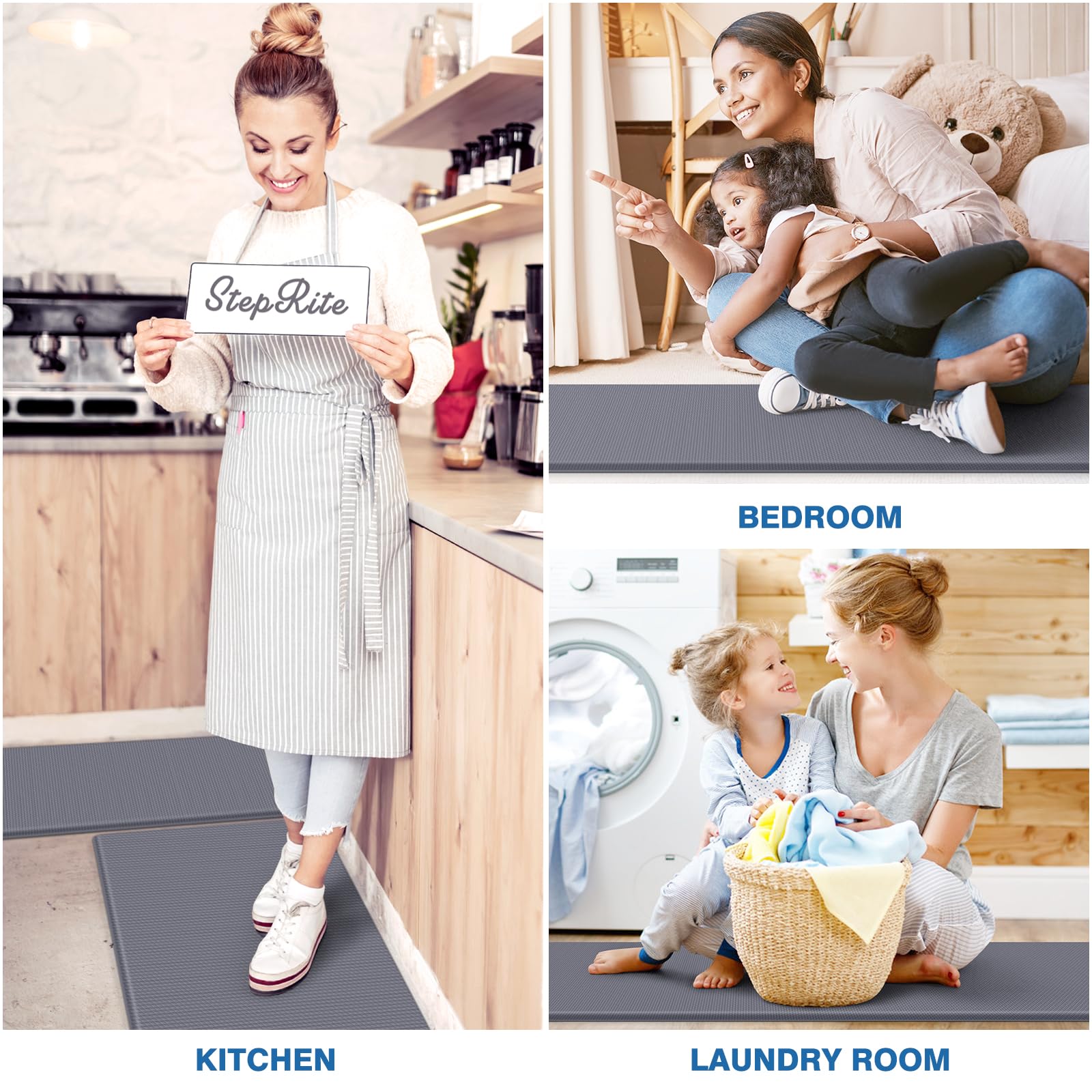 Alfombra StepRite para cocina, resistente a manchas, adecuada para lavadero y pasillos.