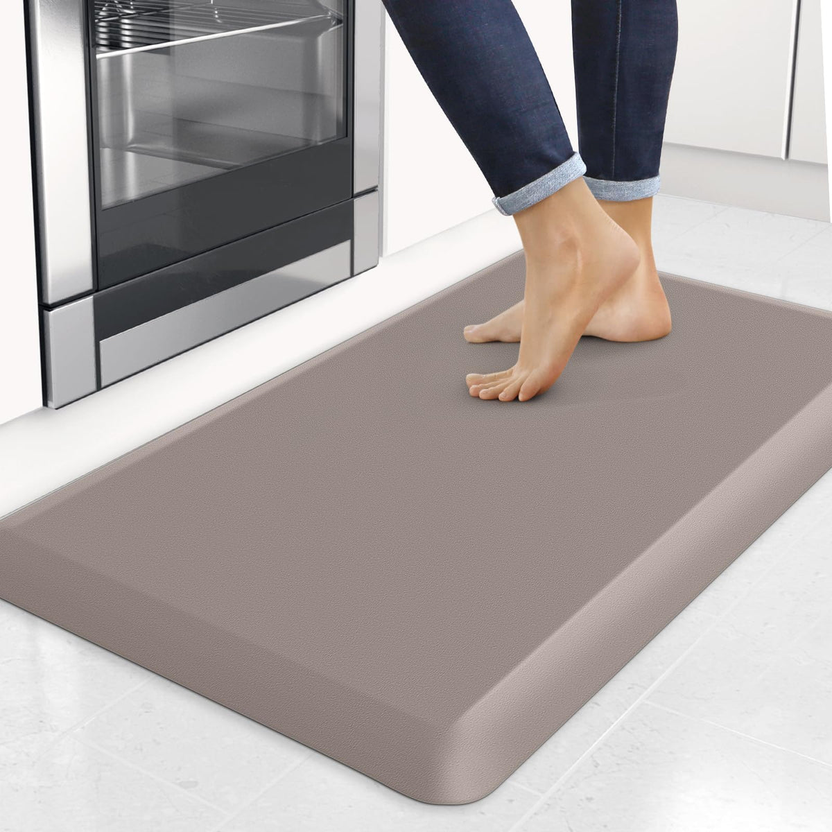 StepRite alfombrilla de cocina khaki, espesor 4/5 pulgadas, mayor comodidad al estar de pie.