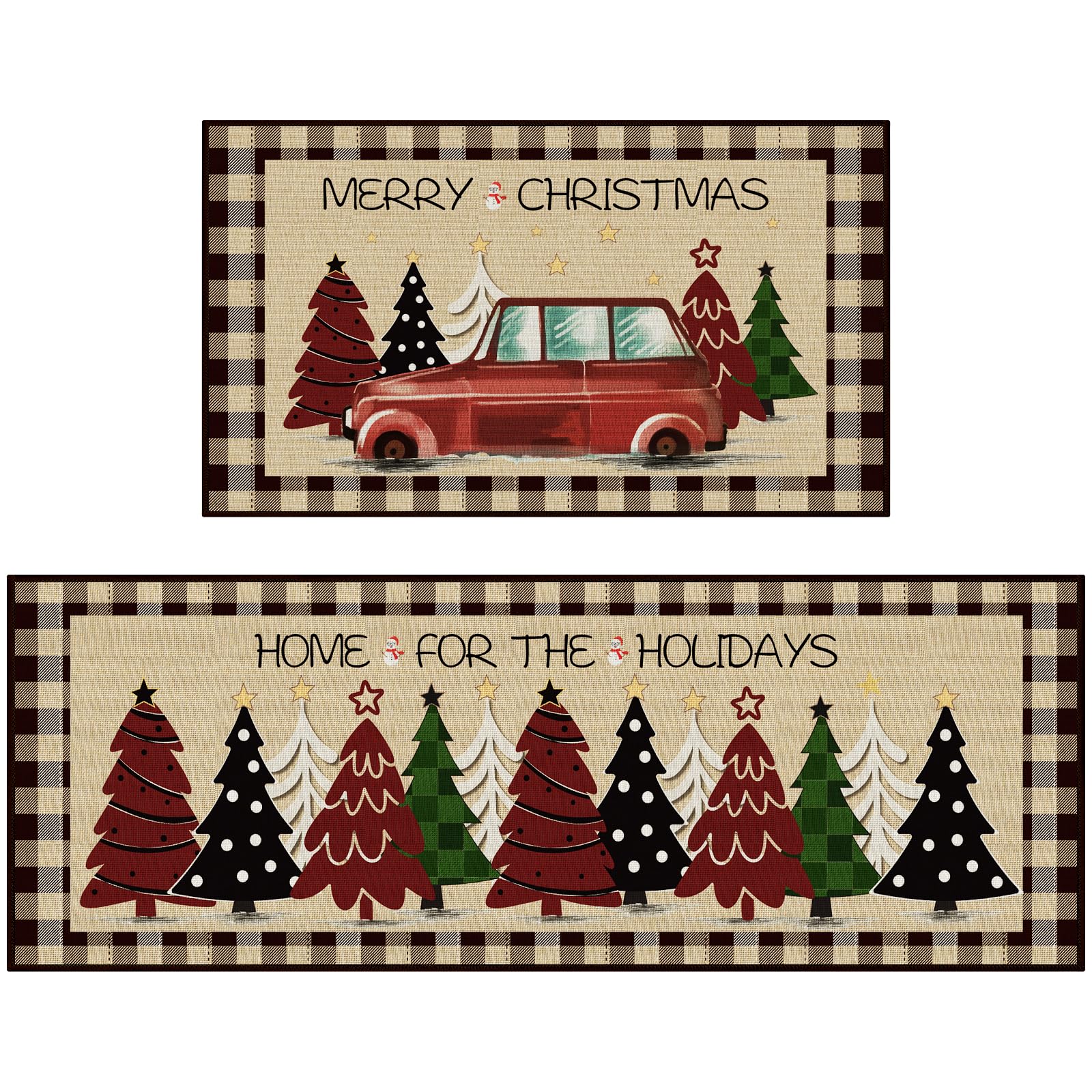 StepRite mat de cocina con árbol navideño, añade calidez festiva y seguridad.