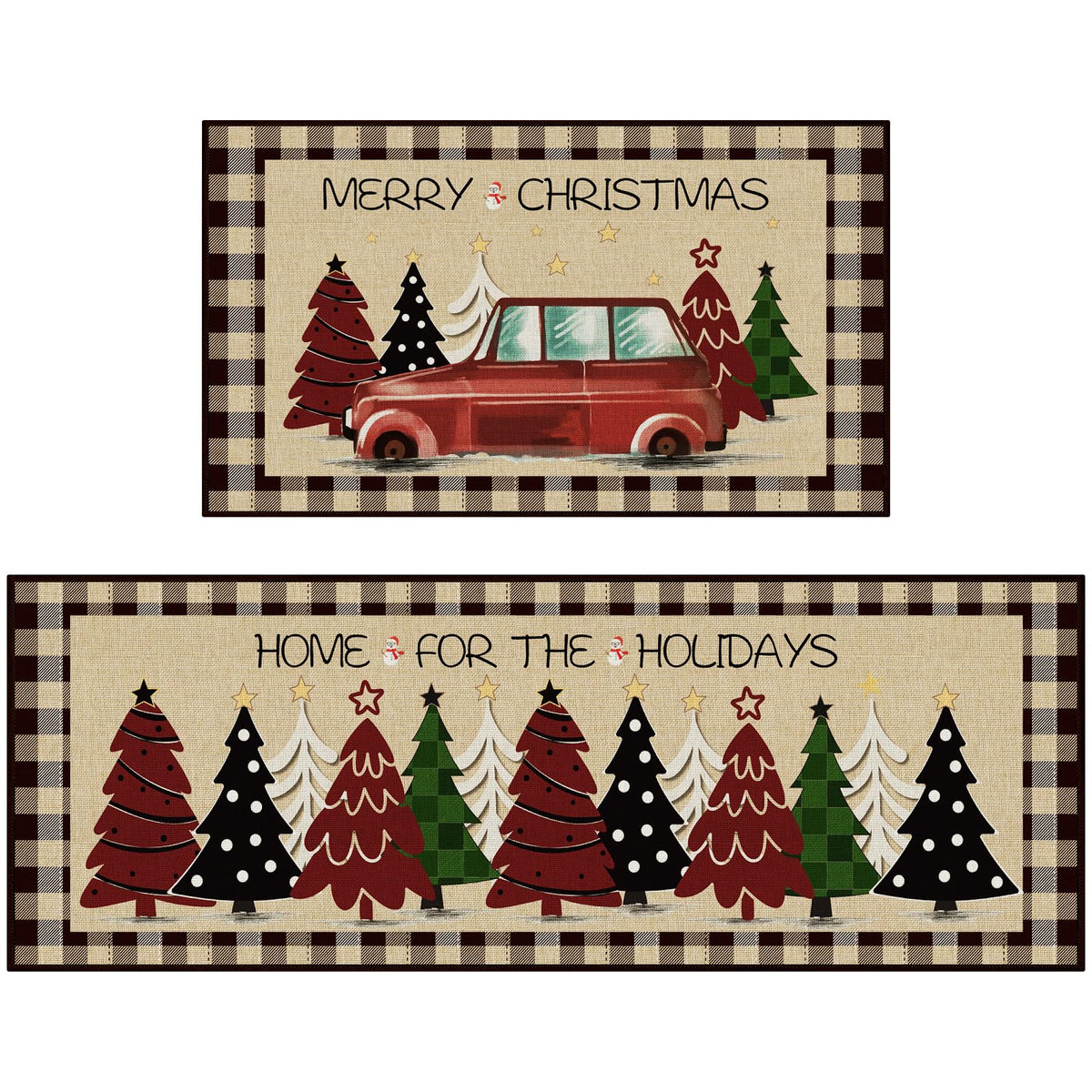 StepRite mat de cocina con árbol navideño, añade calidez festiva y seguridad.