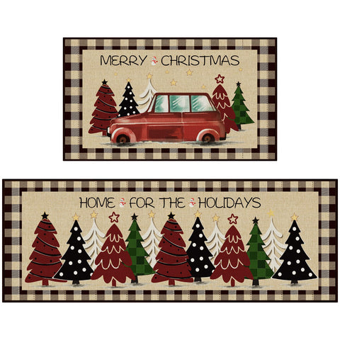 StepRite mat de cocina con árbol navideño, añade calidez festiva y seguridad.