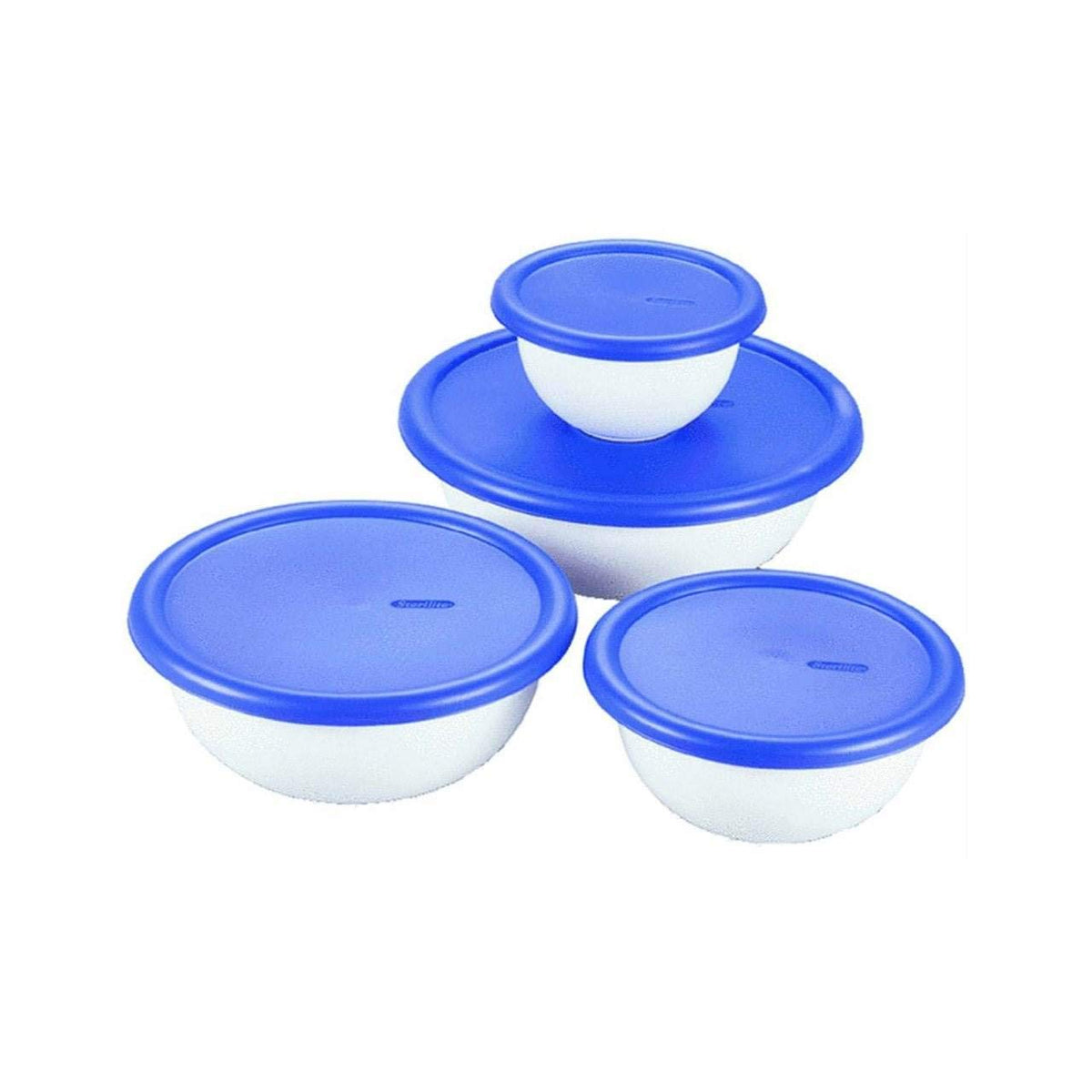 Sterilite: conjunto de boles con tapa azul de 1 1/2 cuartos para sobras