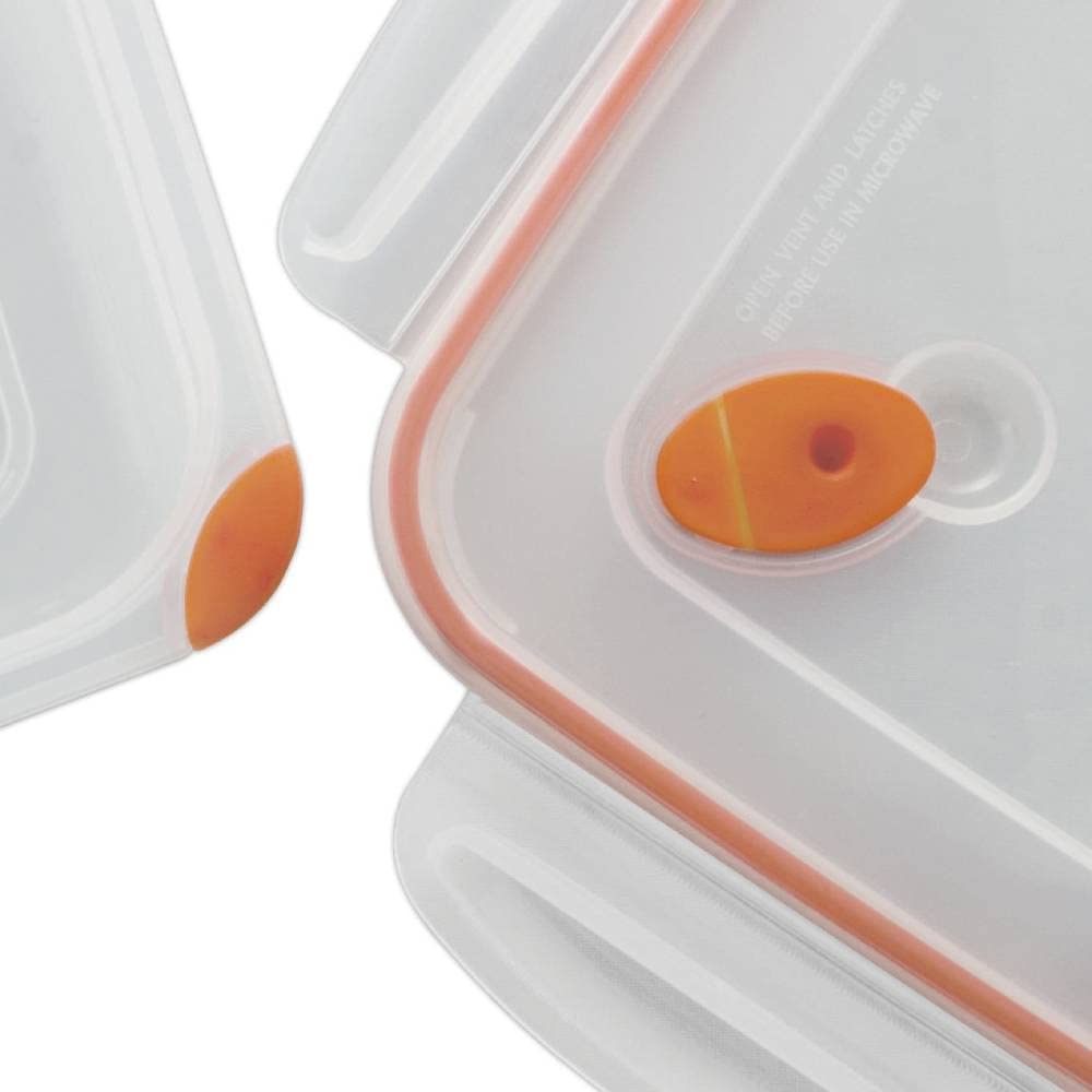 Sterilite contenedor rectangular con acentos naranjas para organización visual en la despensa