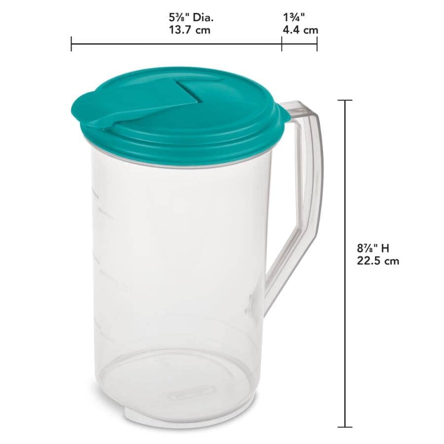 Sterilite jarra 2qt dimensiones compactas, ideal para la mesa familiar.