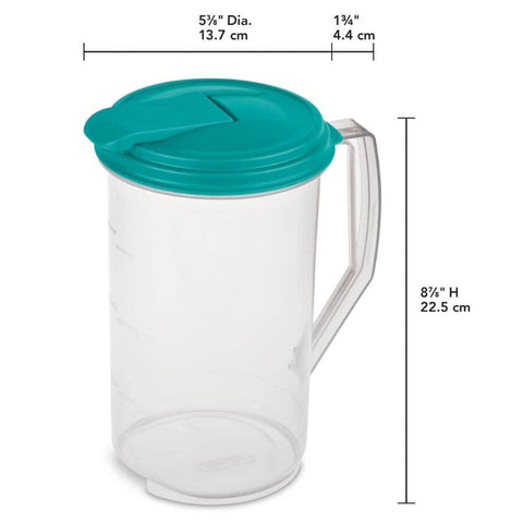 Sterilite jarra 2qt dimensiones compactas, ideal para la mesa familiar.