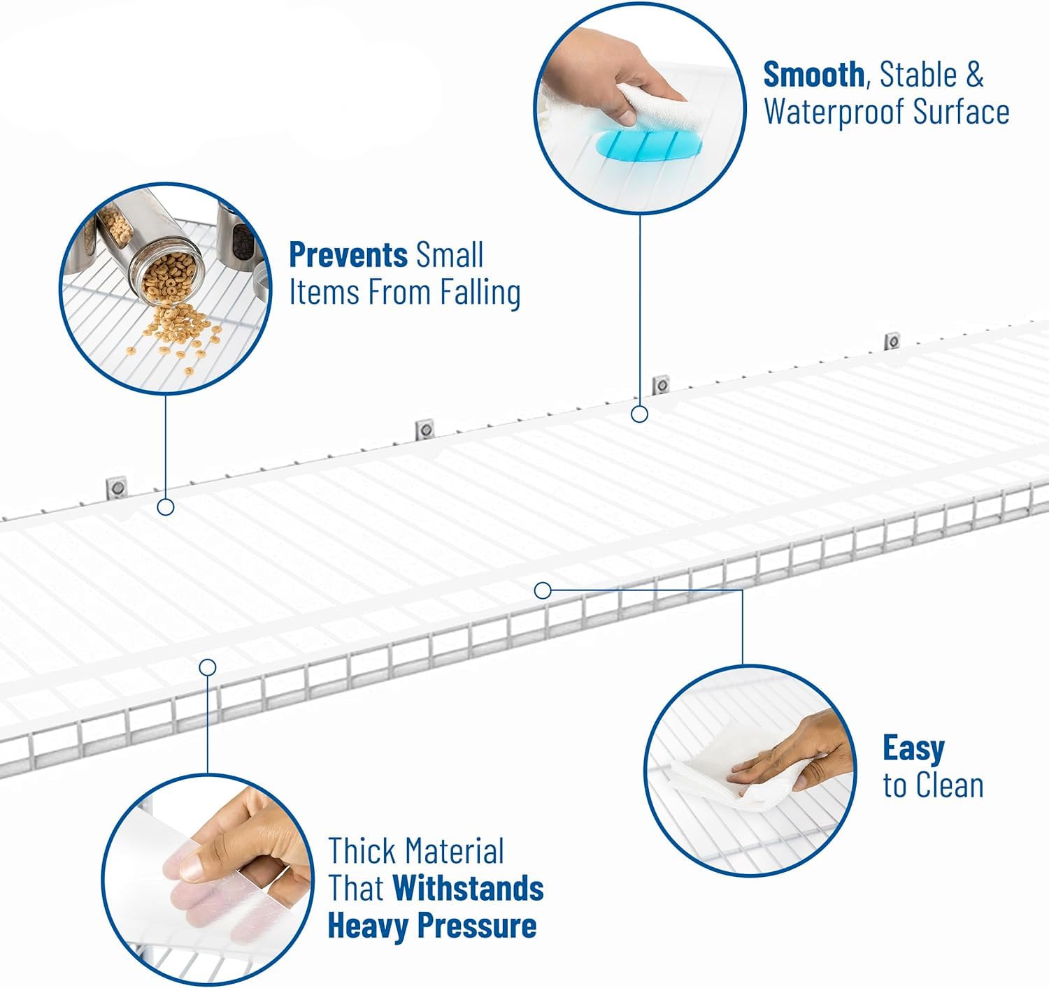 Sterling Shelf Liners aptos para 4 estantes refuerzan uso.