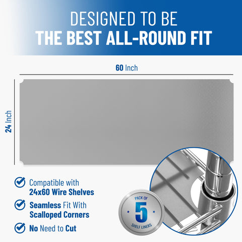 Sterling Shelf Liners grafito: ajuste perfecto en estanterías 24 x 60.