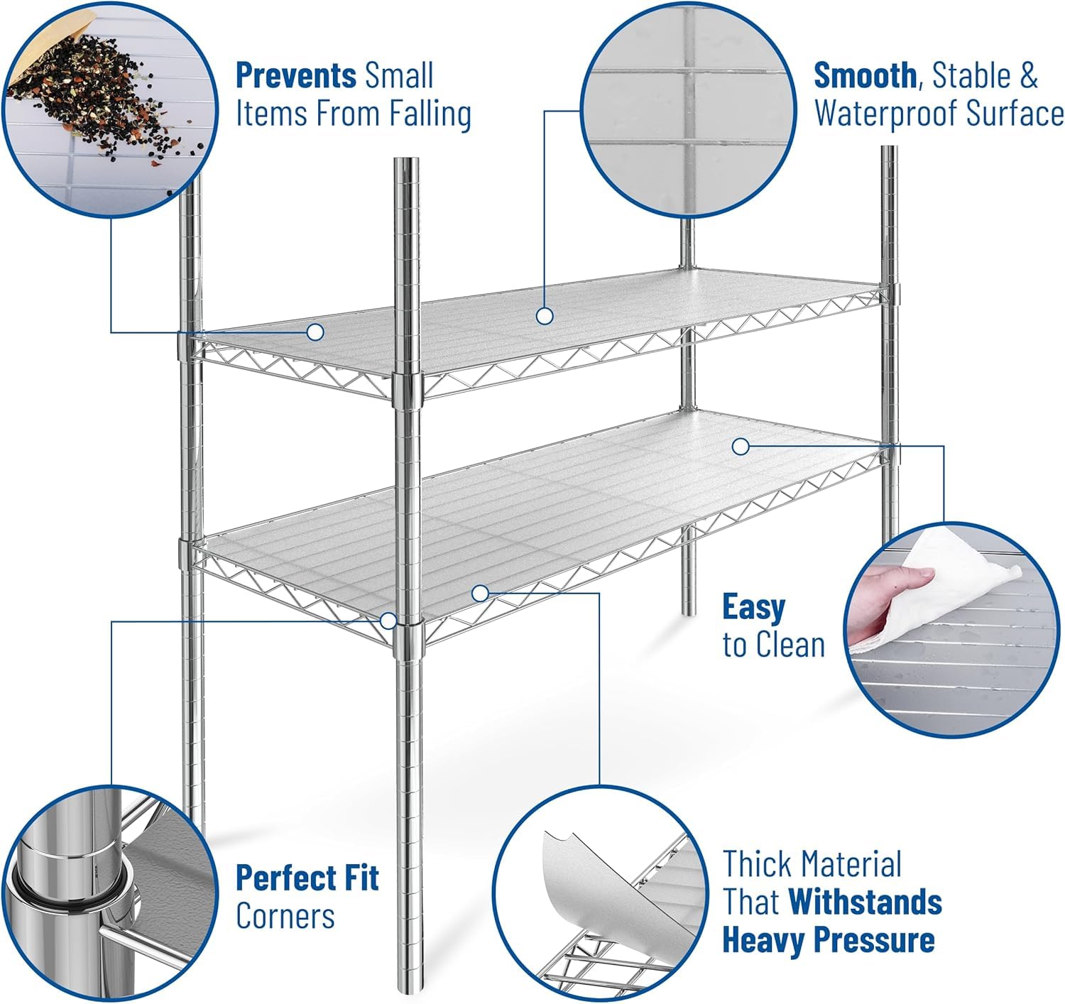 Sterling Shelf Liners grafito: resistente al agua para evitar filtraciones entre estantes.