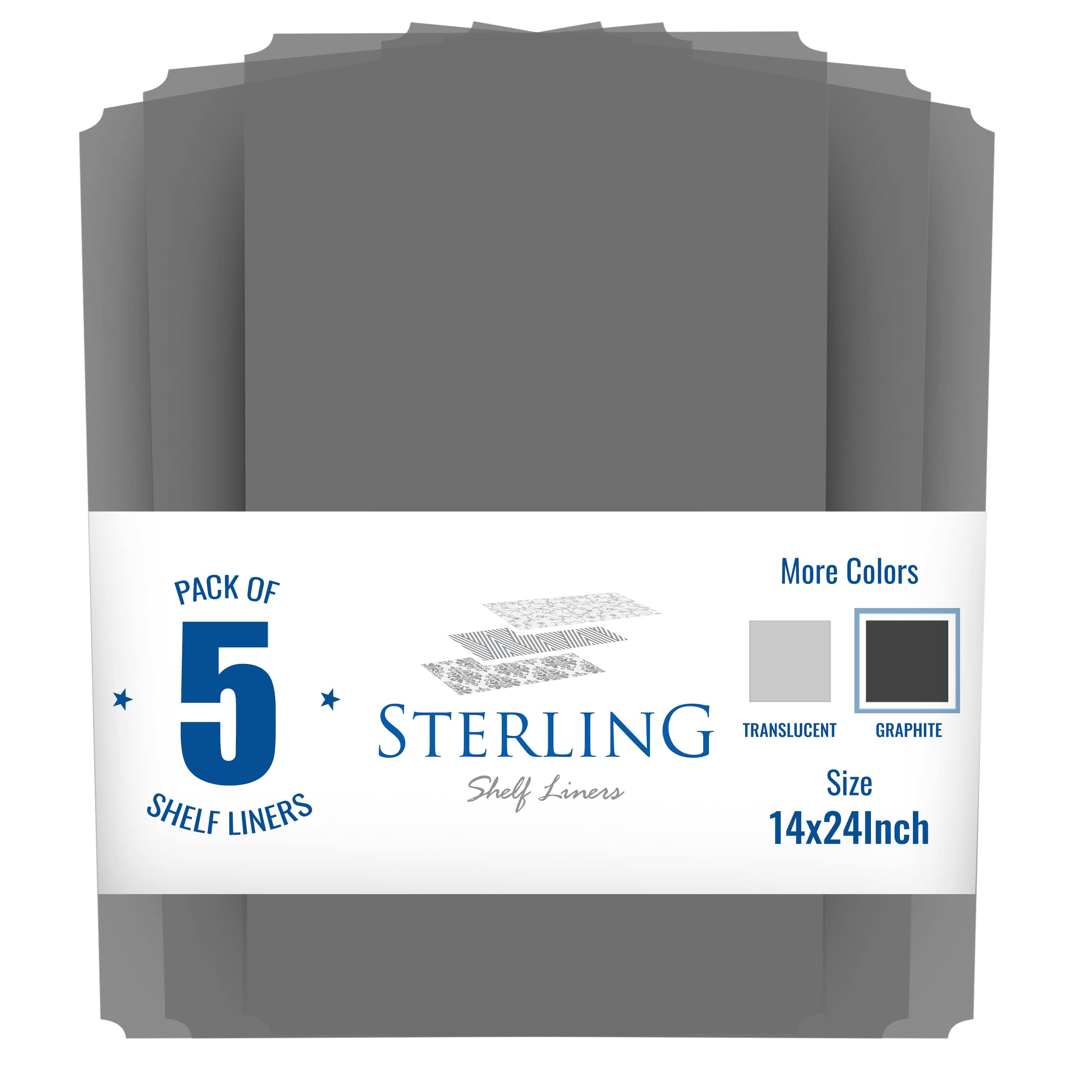 Sterling Shelf Liners grafito, estantería de alambre compatible, 13-4x23-2 para organización fiable.