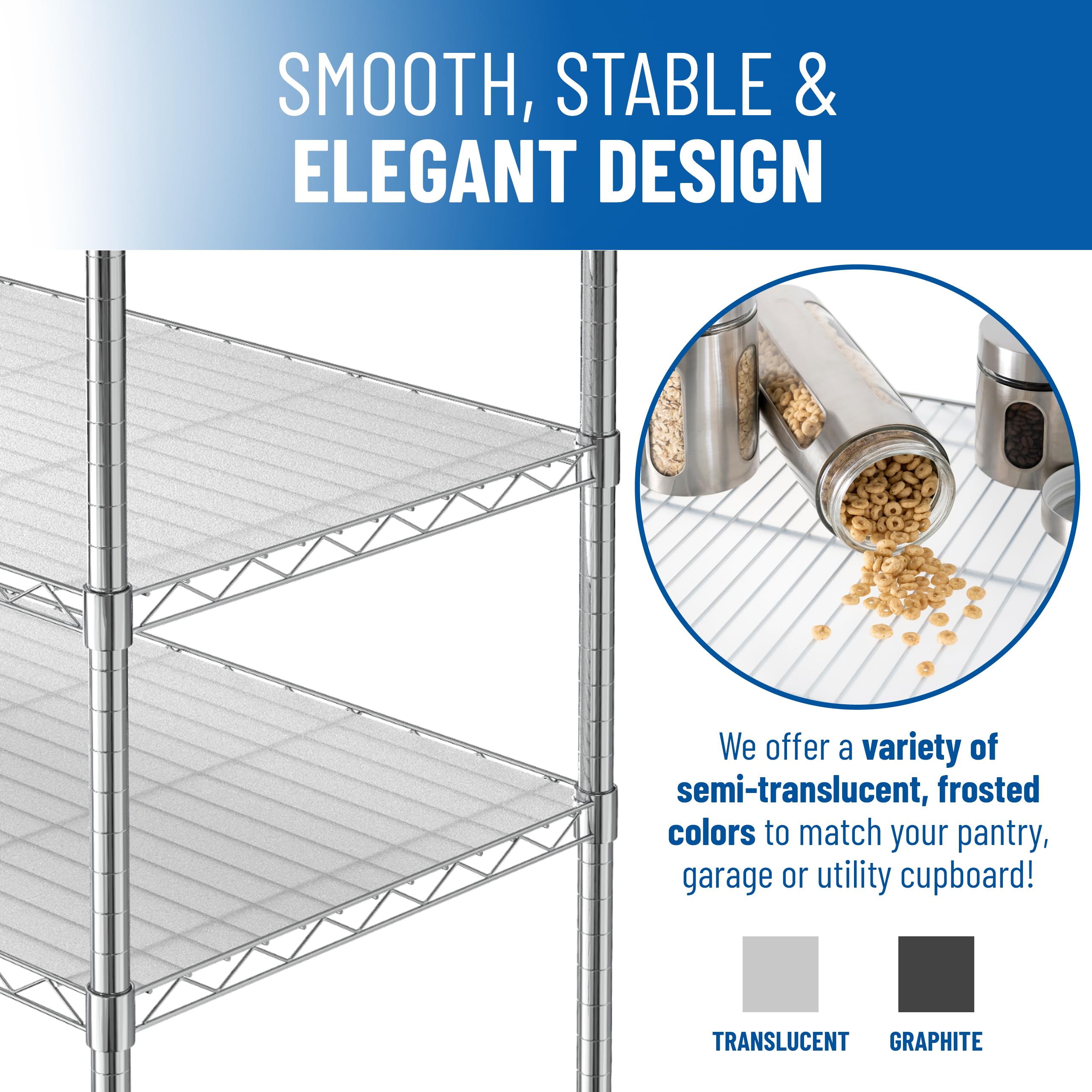 Sterling Shelf Liners grafito, conjunto de 5 para cubrir varios estantes.