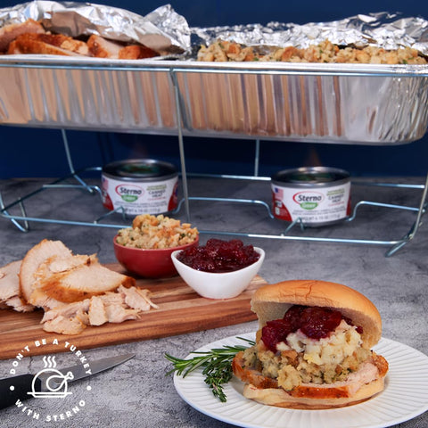 Sterno conjunto ideal para catering, manteniendo comidas a temperatura