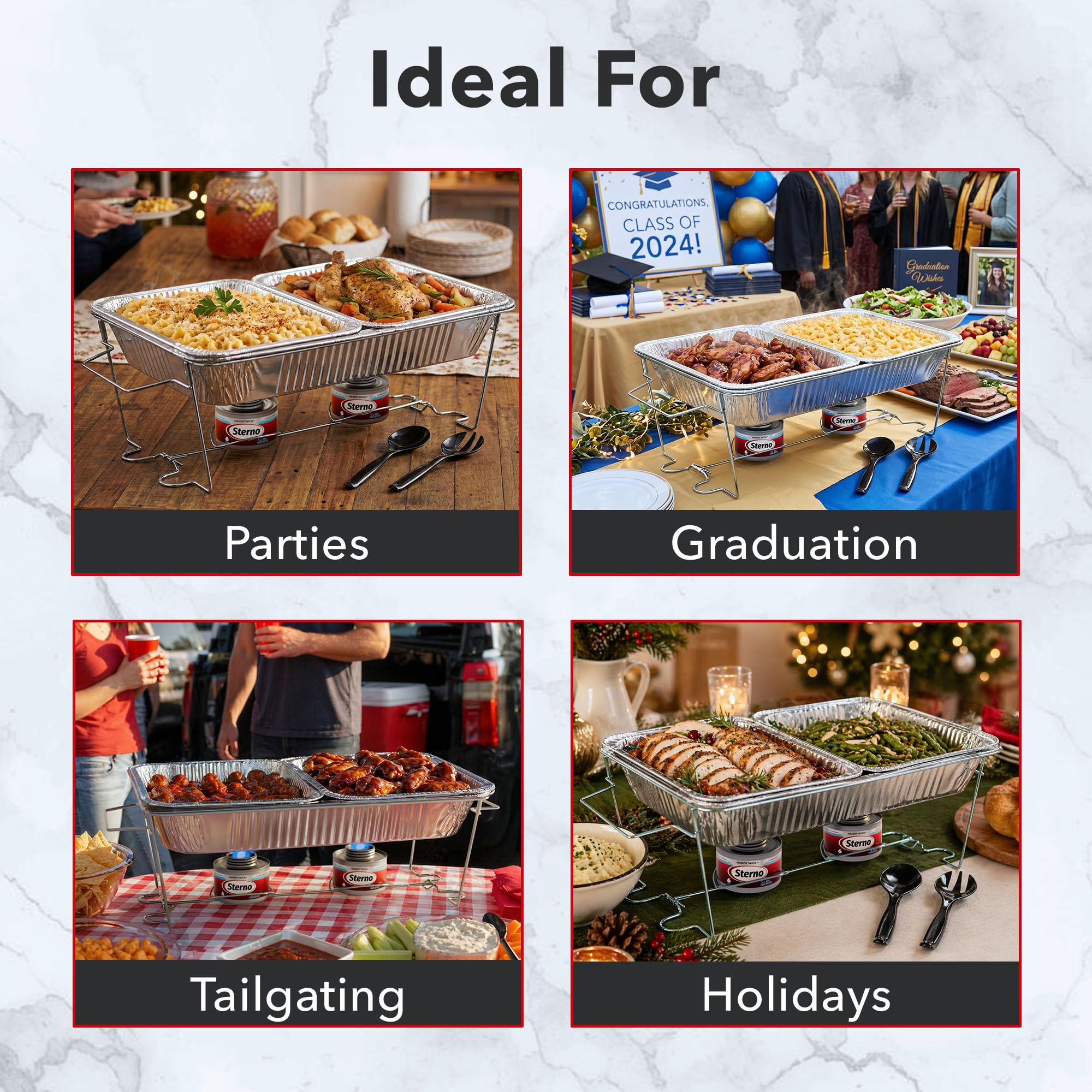Sterno estilo de vida: buffet familiar con el set en uso durante una celebración al aire libre