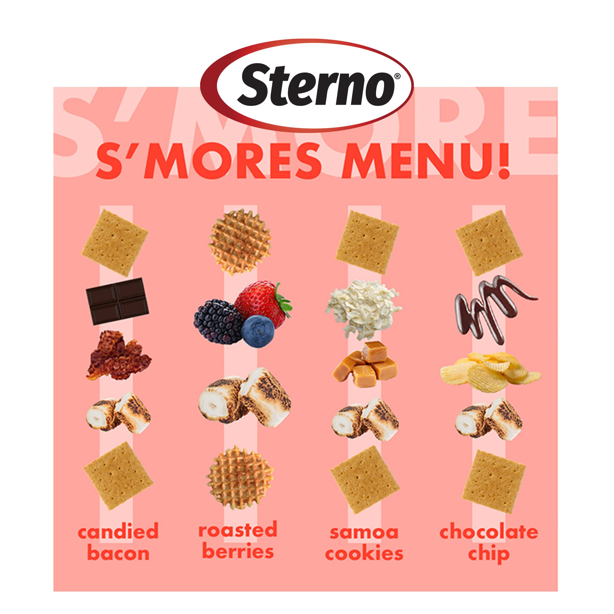 Sterno S'mores Maker Jr junto a objetos comunes para comparar tamaño compacto