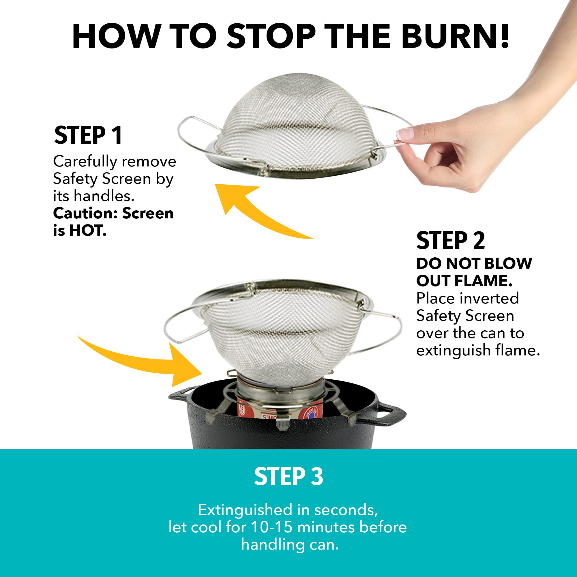Sterno S'mores Maker Jr detalle de la pantalla protectora que evita contacto con la llama