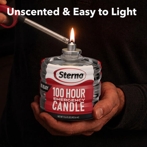 Sterno velas en kit de emergencia organizado, preparación doméstica efectiva