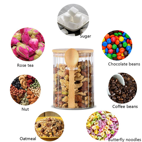 Frasco Steviieden de vidrio para cereales y golosinas, diseño claro decora la encimera.