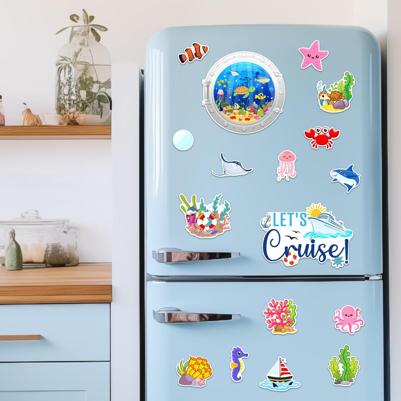 STEZHOU escenas-navegacion: imÃ¡n decorativo para superficies metÃ¡licas con tema oceÃ¡nico.