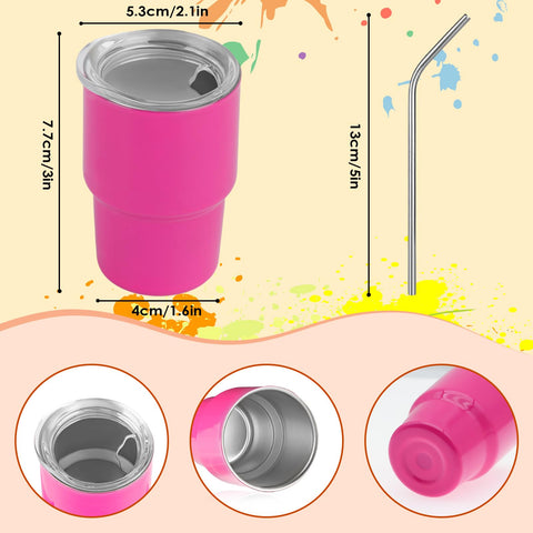 STFALI set de 6 vasitos shot con tapa y paja, diseño adorable para fiestas.