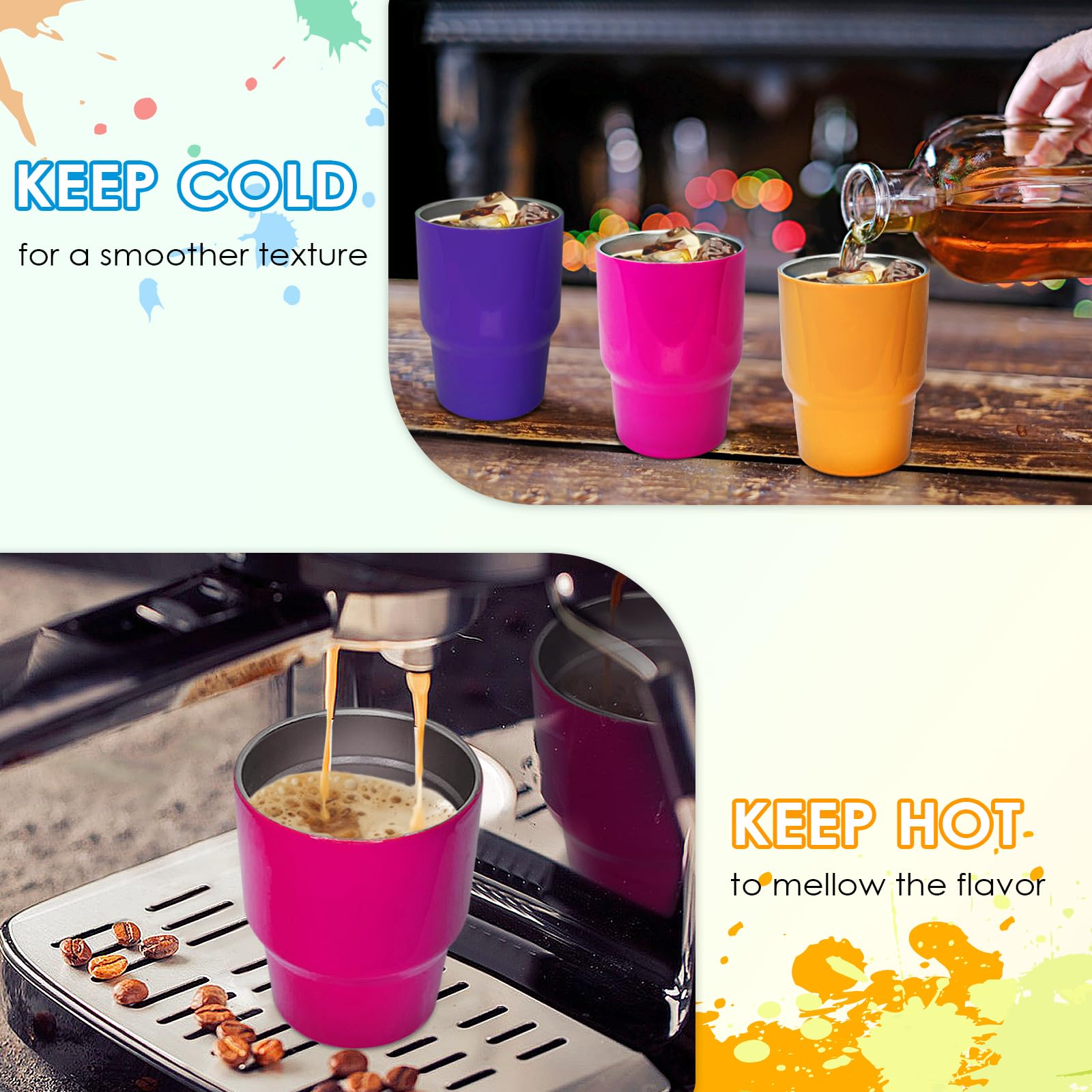 Vasos de viaje STFALI, fáciles de guardar en bolso para cualquier ocasión.