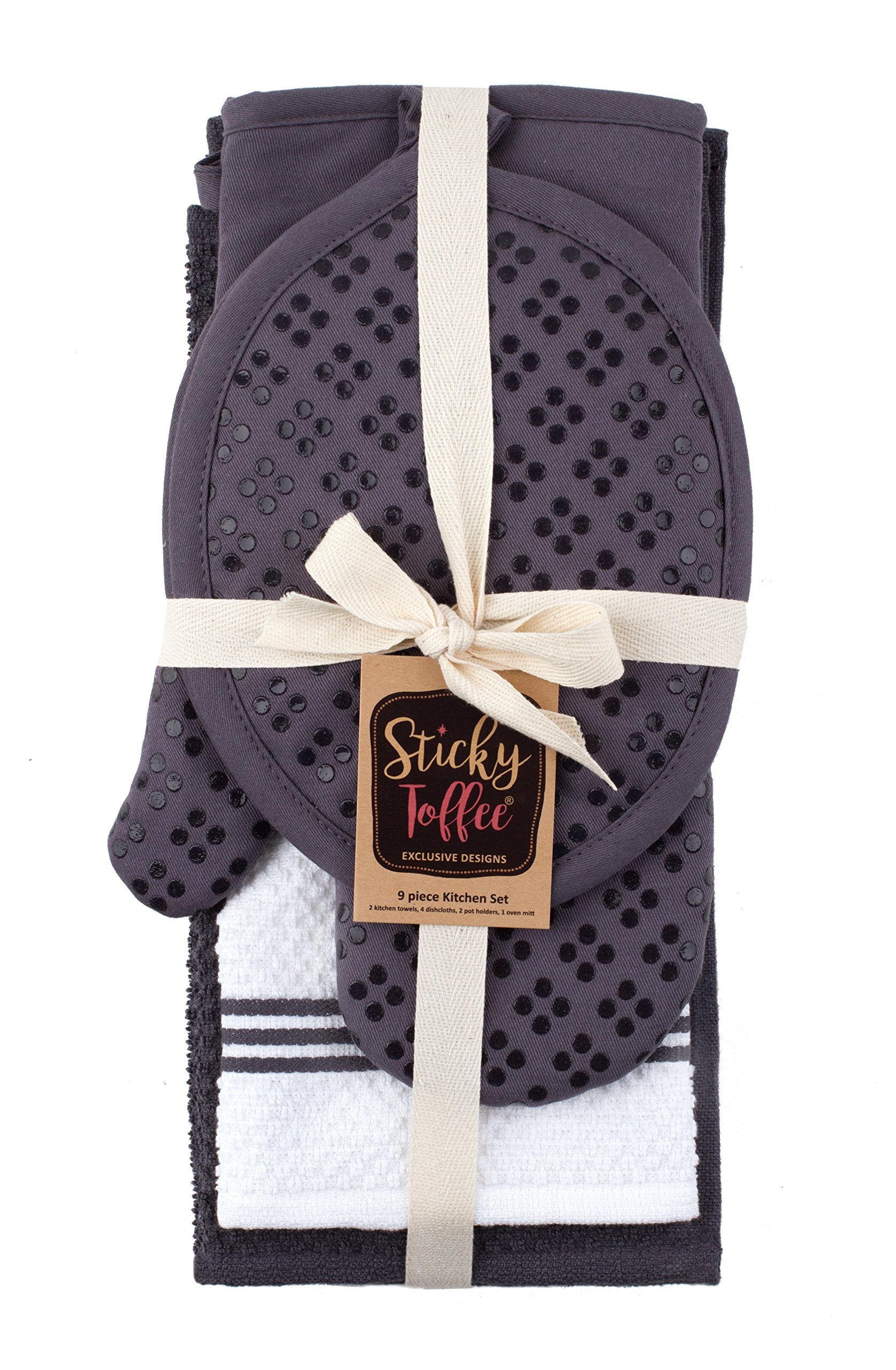 Sticky Toffee: manoplas horno gris para manipular ollas calientes