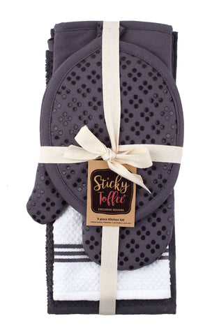 Sticky Toffee: manoplas horno gris para manipular ollas calientes