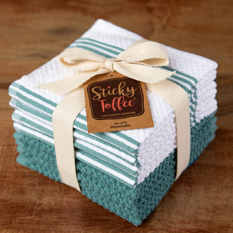 Set de ocho paños Sticky Toffee, útiles para limpiar superficies y secar utensilios.