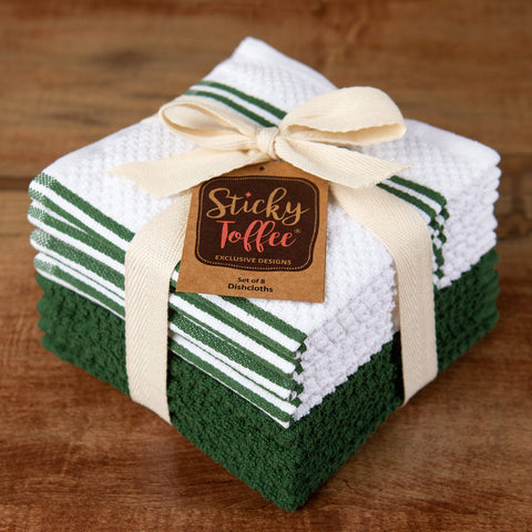 Paños Sticky Toffee con rayas clásicas para decorar la cocina y secar platos.