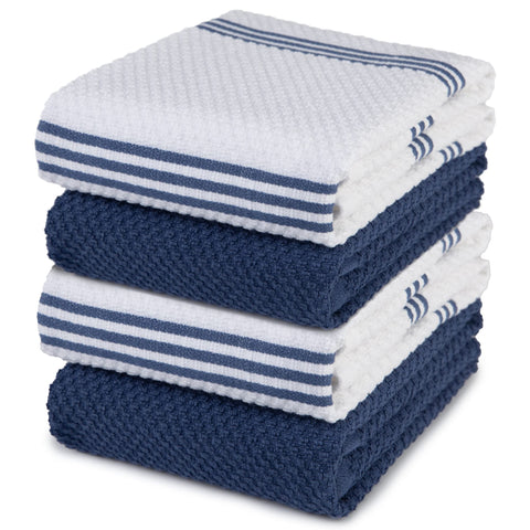 Toallas Sticky Toffee para cocina en azul y blanco, conjunto de 4, absorbentes para secar platos.