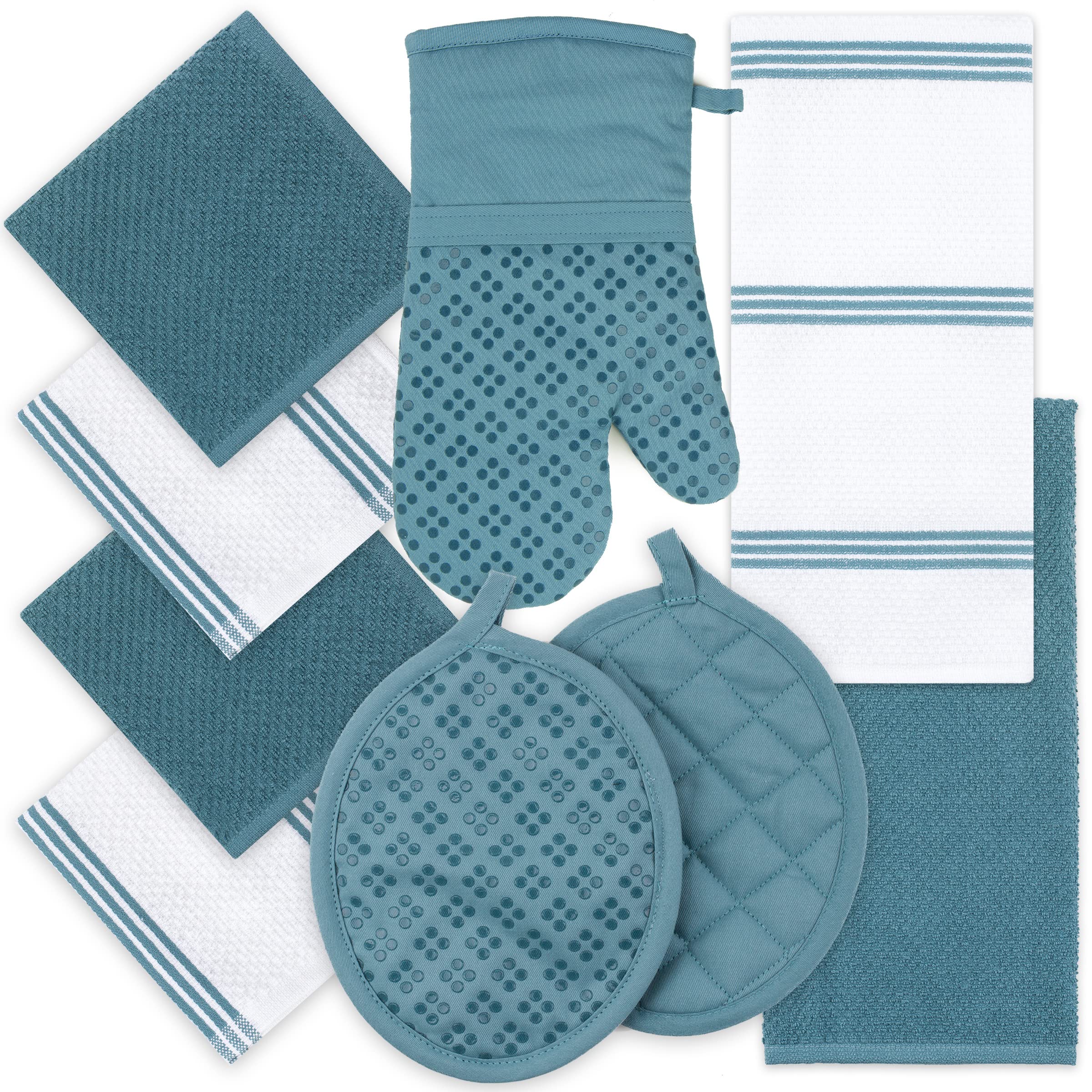 Sticky Toffee: toallas de cocina azul absorbentes para secar platos.