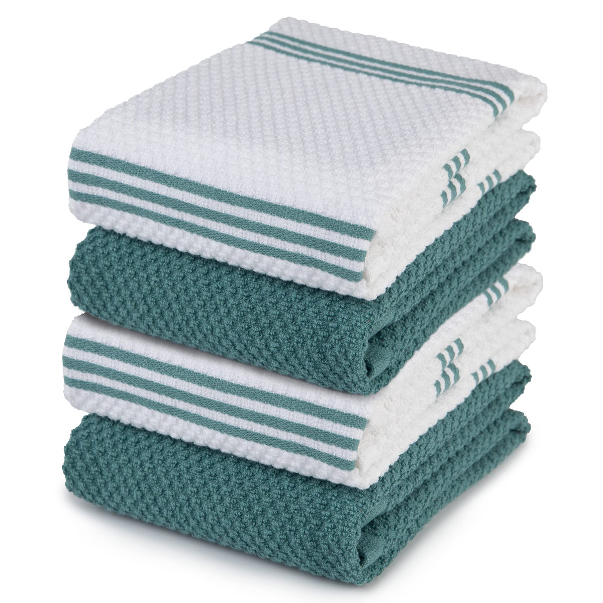 Toallas de cocina Sticky Toffee en azul y blanco, ideales para secar platos.