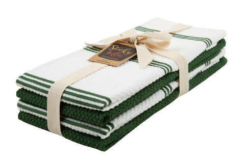 Juego de cuatro toallas Sticky Toffee, duraderas para lavados repetidos.