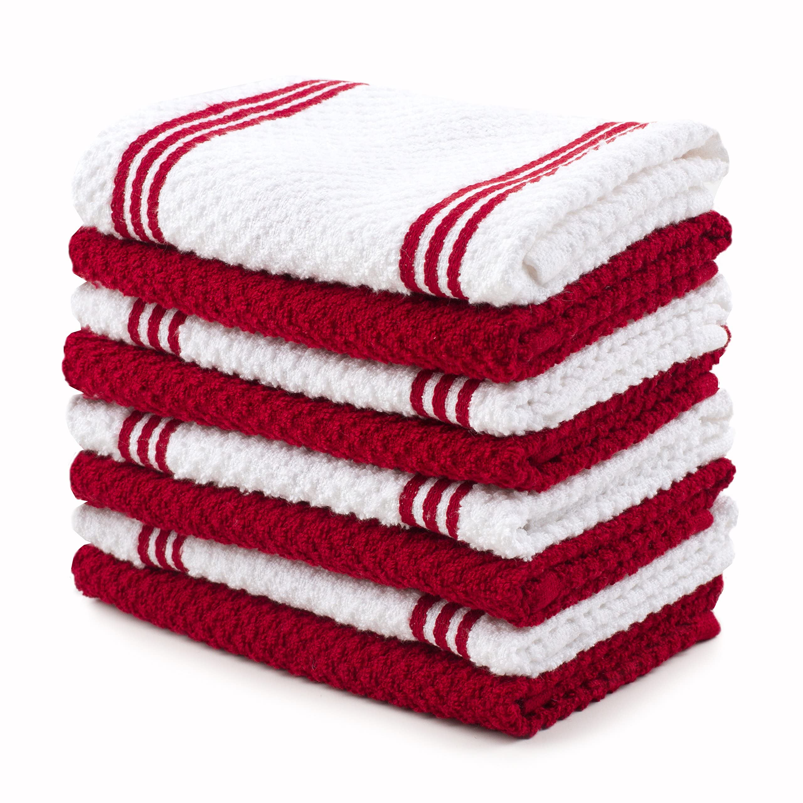 Sticky Toffee trapo de cocina conjunto 8 en rojo y blanco, ideal para limpieza diaria.