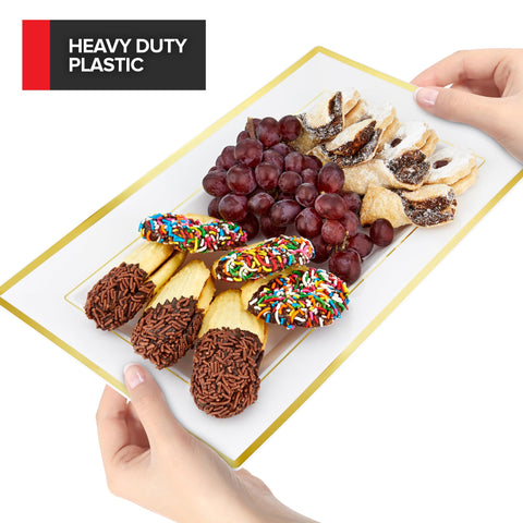 Stock Your Home: bandeja blanca y dorada para presentar frutas con estilo.