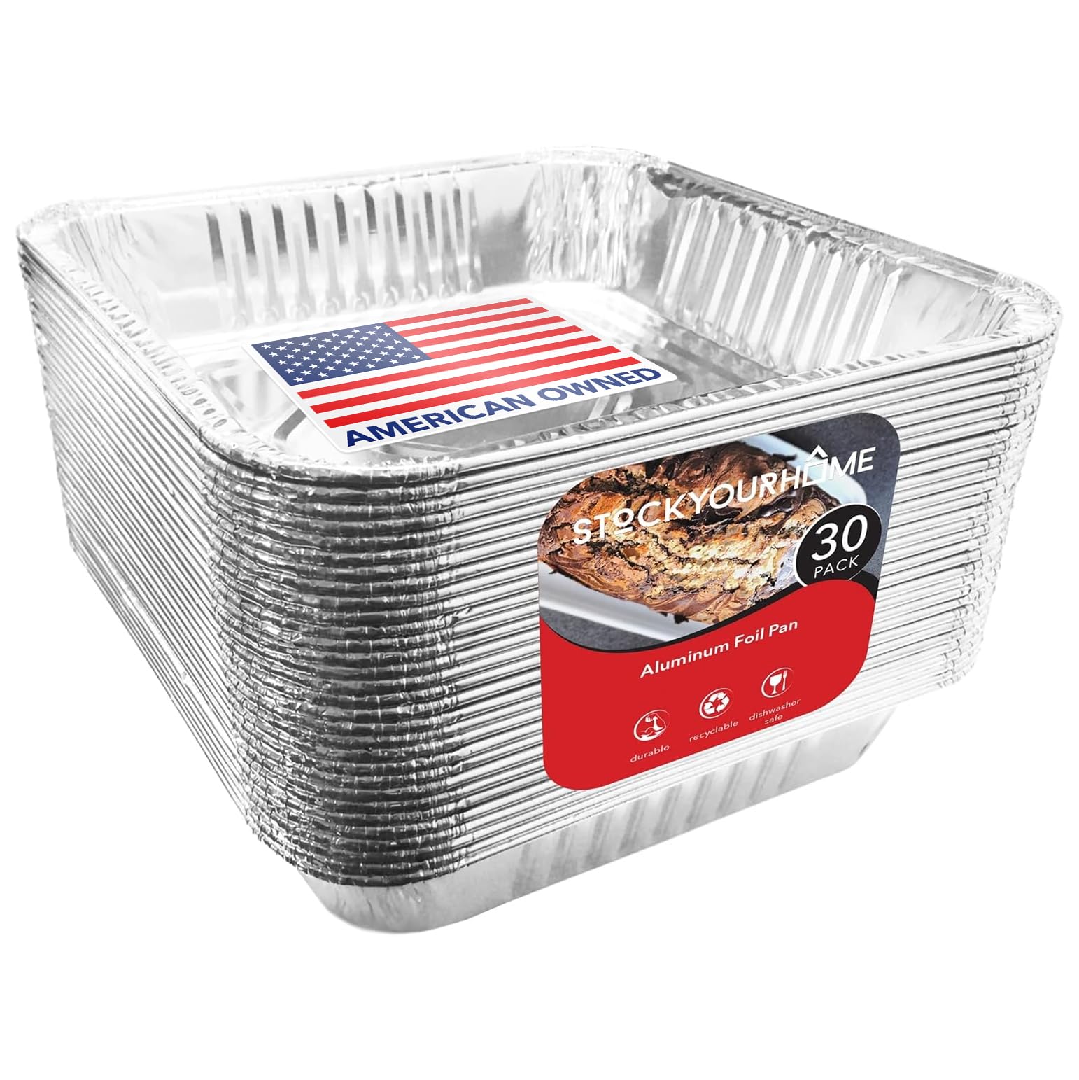 Stock Your Home bandejas aluminio 9x9, aptas para hornear y servir alimentos.