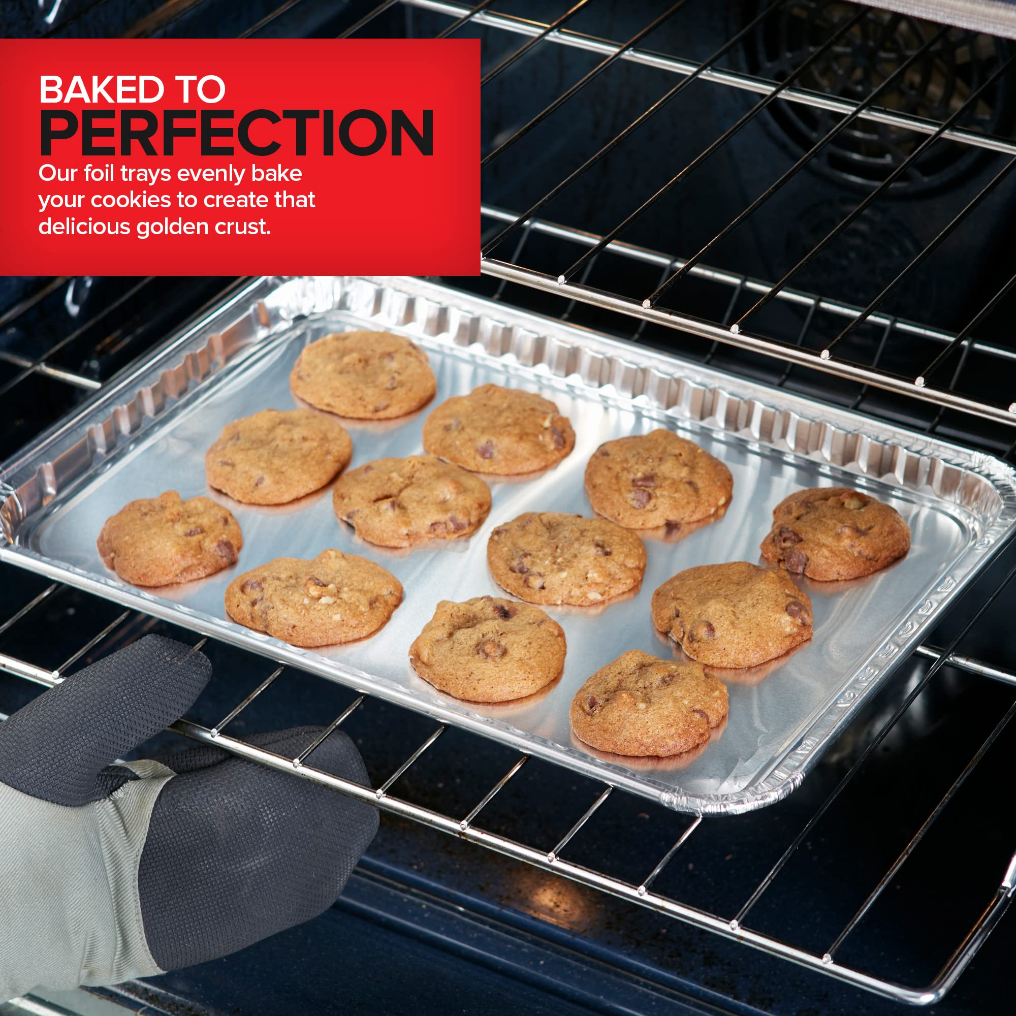 Stock Your Home bandeja de aluminio con borde alto para evitar derrames.